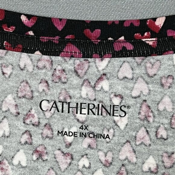 Catherines Tunic Top Womens Size 4X Heart Print Valentine's Day Pink Red Cotton - Picture 5 of 16